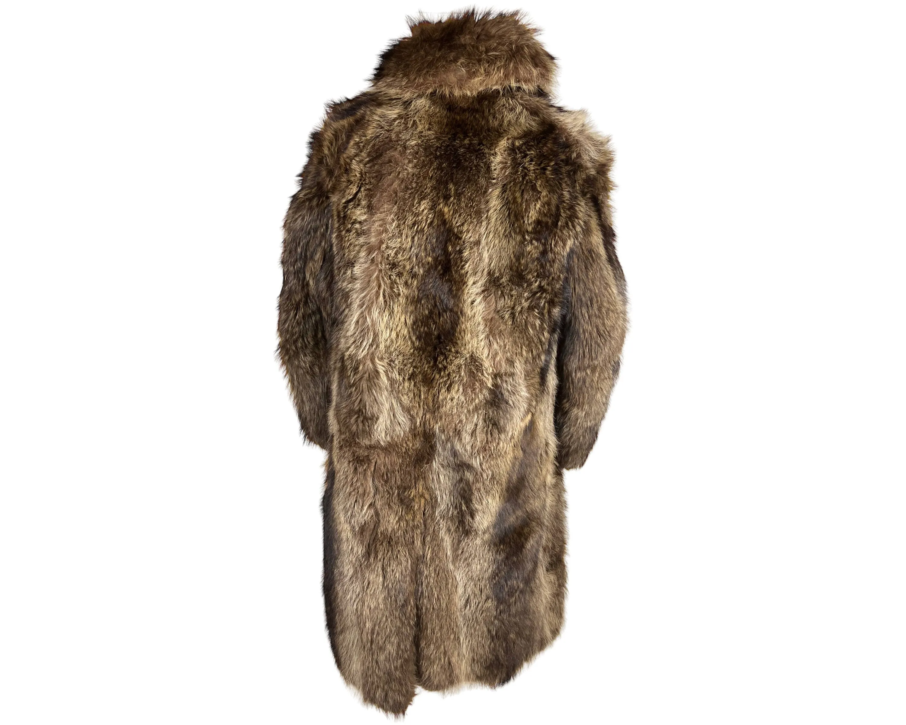 Antique 1910s 1920s Mens Raccoon Fur Coat Ivy League Football Fan Size L