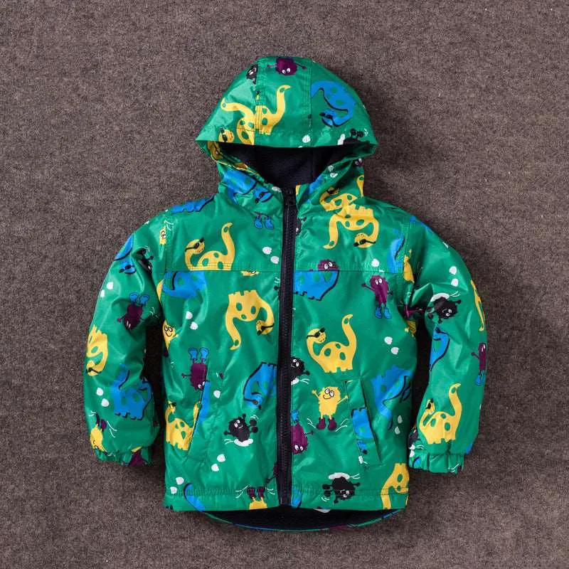 Baby Boy's Cute Dinosaur Windproof And Rainproof Hooded Jacket or Pants (NOT A SET)