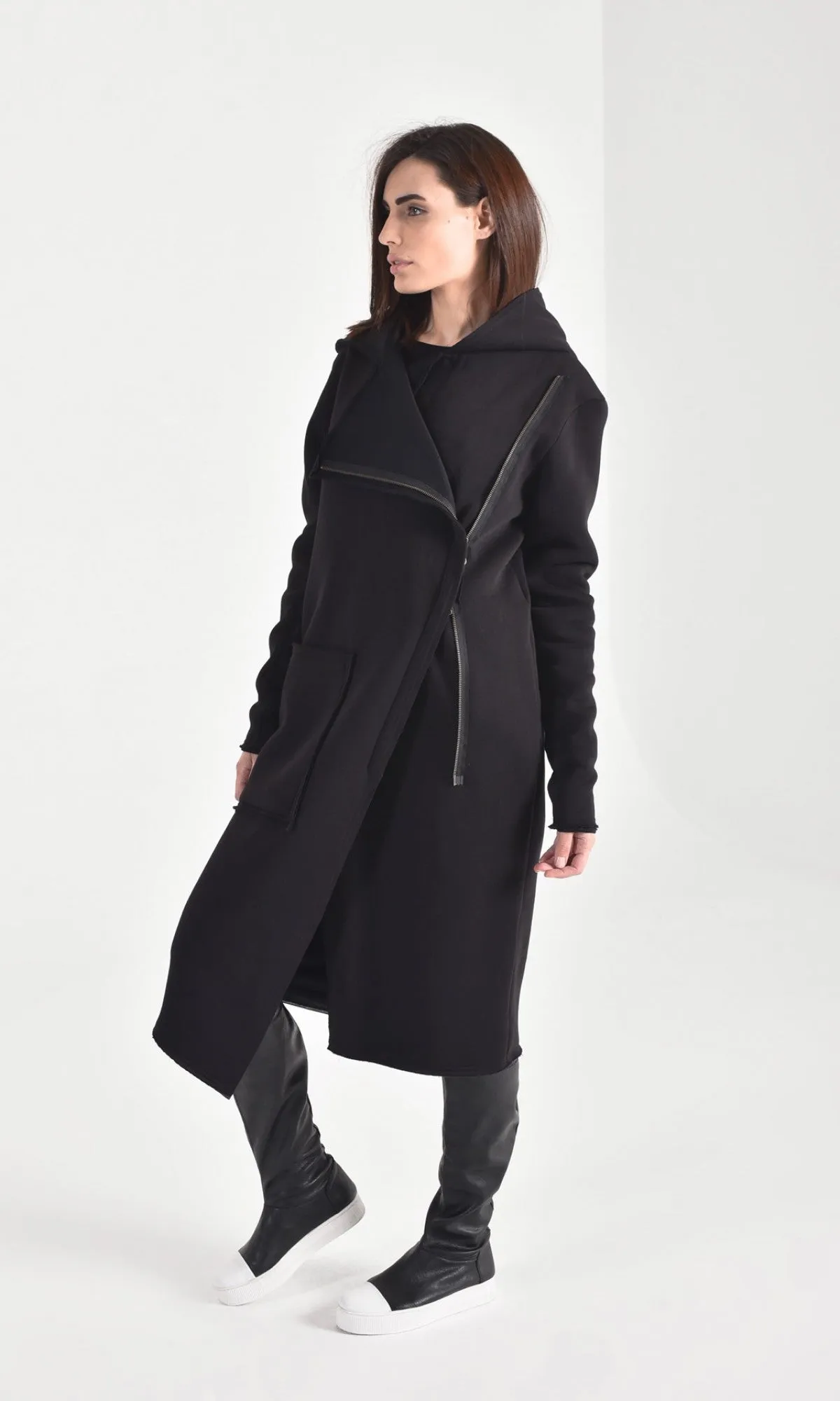 Cotton Fleece Hooded Coat