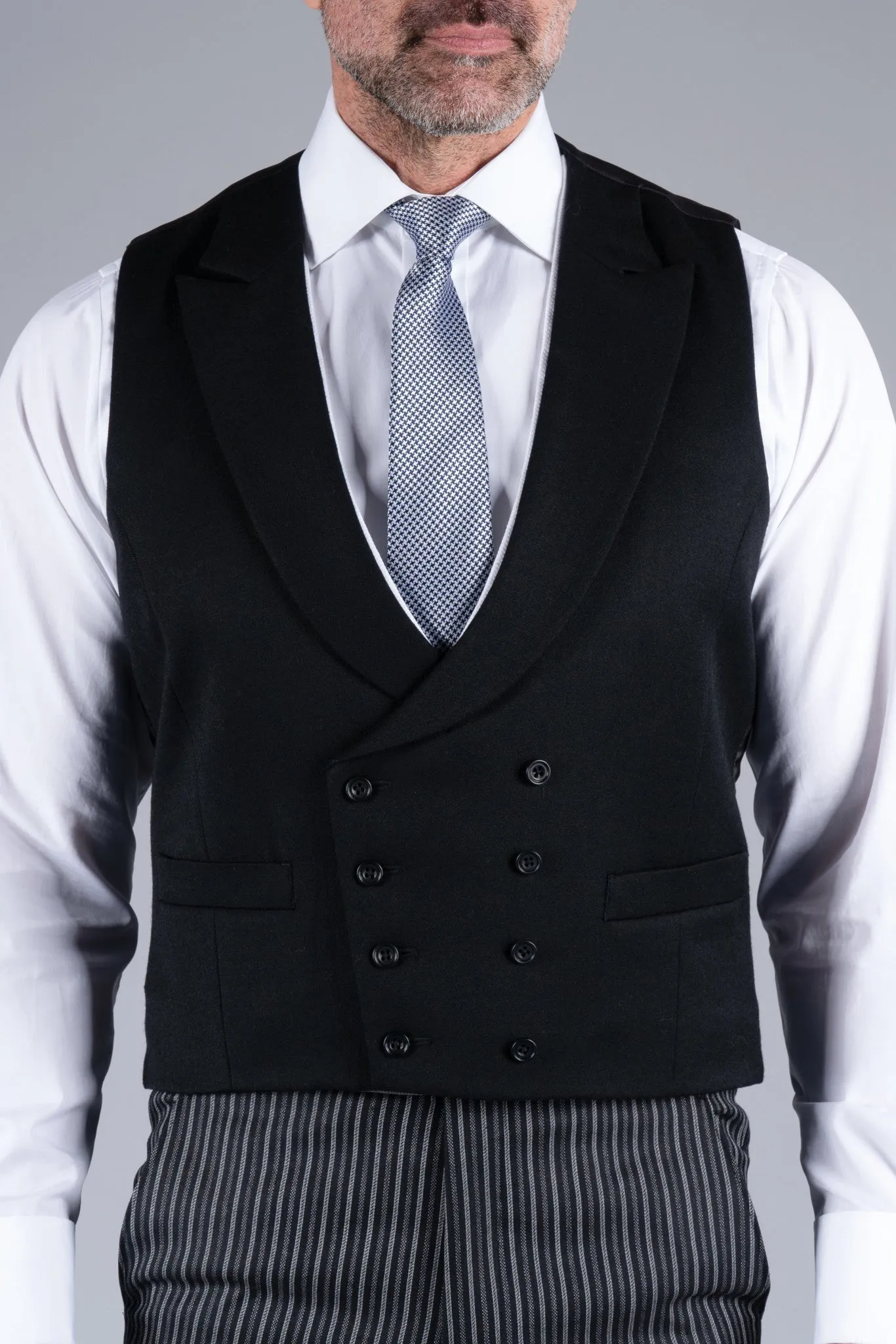 Double Breasted Morning Vest - Black