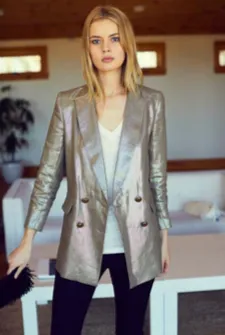 Emerson Fry Metallic Linen Double Breasted Jacket