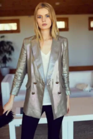 Emerson Fry Metallic Linen Double Breasted Jacket