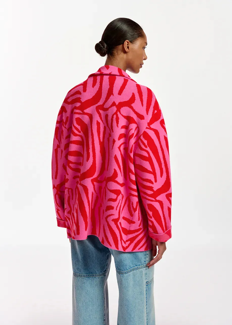 Essentiel Antwerp Figer Knitted Jacket in Pink and Red