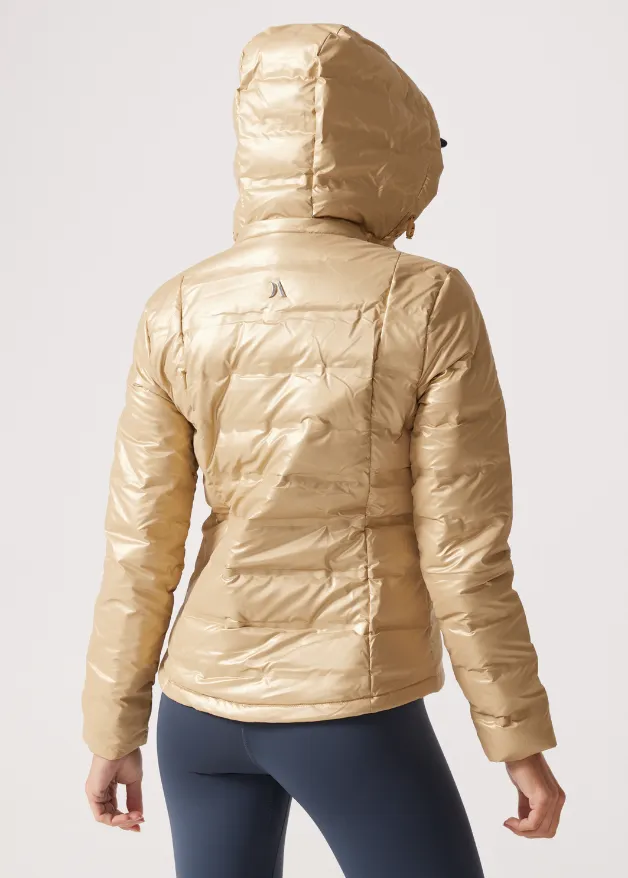 Gold Shimmer Duck Down Puffer Jacket