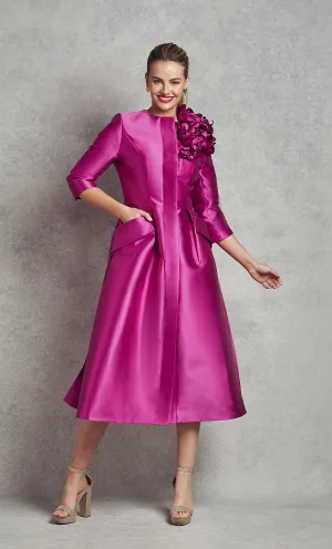 Jackie O Dress Coat - Fuchsia (With Embellishment)