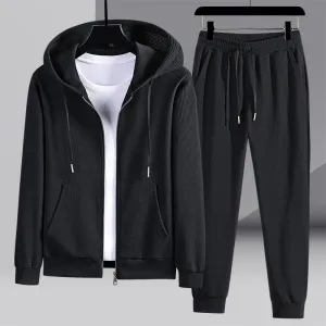 Men's Casual Hooded Zip-up jacket and Sweatpants Sportswear Set