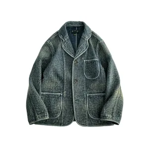 Men's Indigo Sashiko Suit Jacket Relaxed Fit