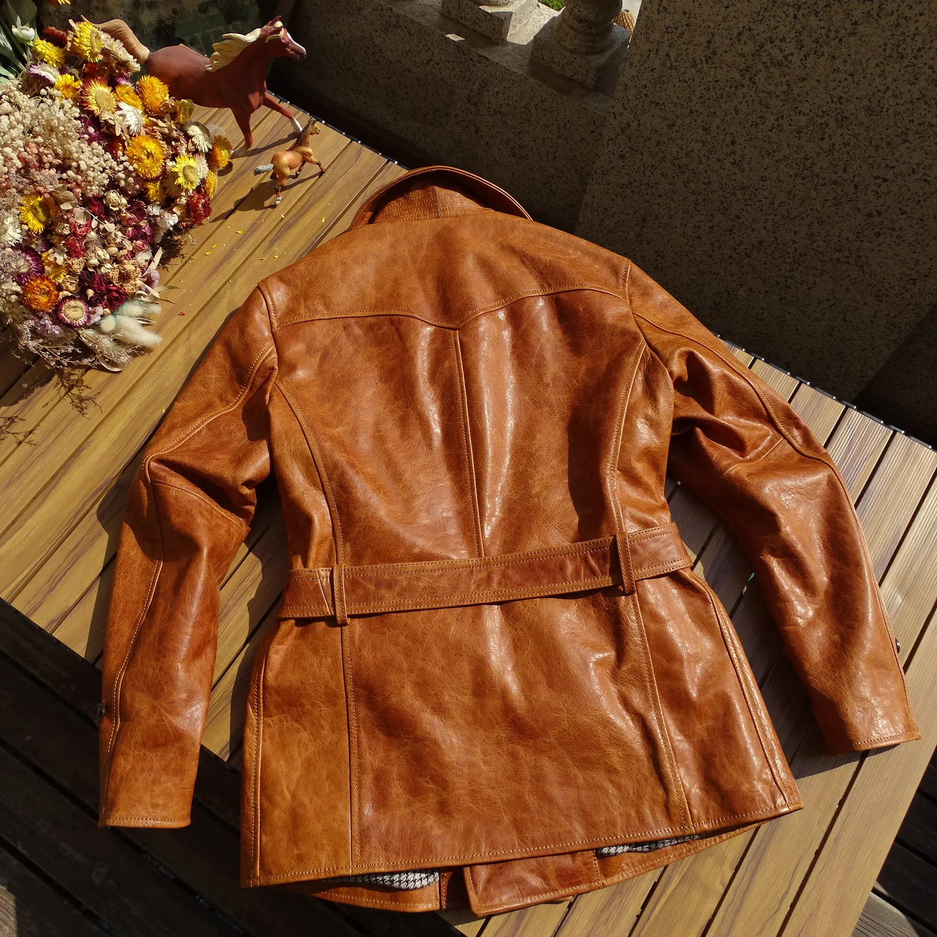 Men's Switchyard Leather Coat Amber