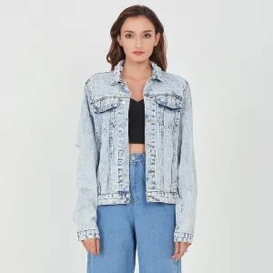 Minimalist Patchwork Single Breasted Jackets For Women Lapel Long Sleeve Casual Loose Denim Jacket Female Fashion