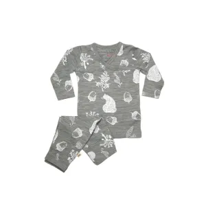 Outlet - Merino Kids Essential Pyjamas - Bear Print - Light Grey