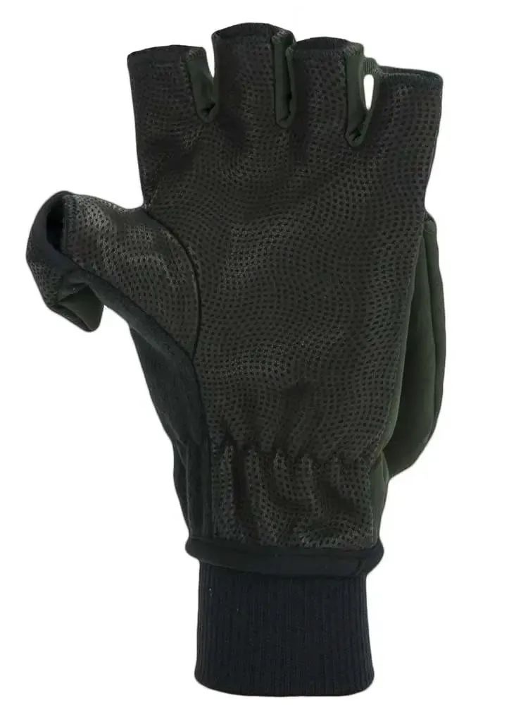 SEALSKINZ Gloves - Windproof Cold Weather Convertible Mitt - Olive Green & Black