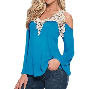 Sexy Floral Lace Off Shoulder Loose Long Sleeve