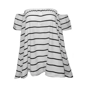 Striped Cute Off Shoulder Loose Shirt