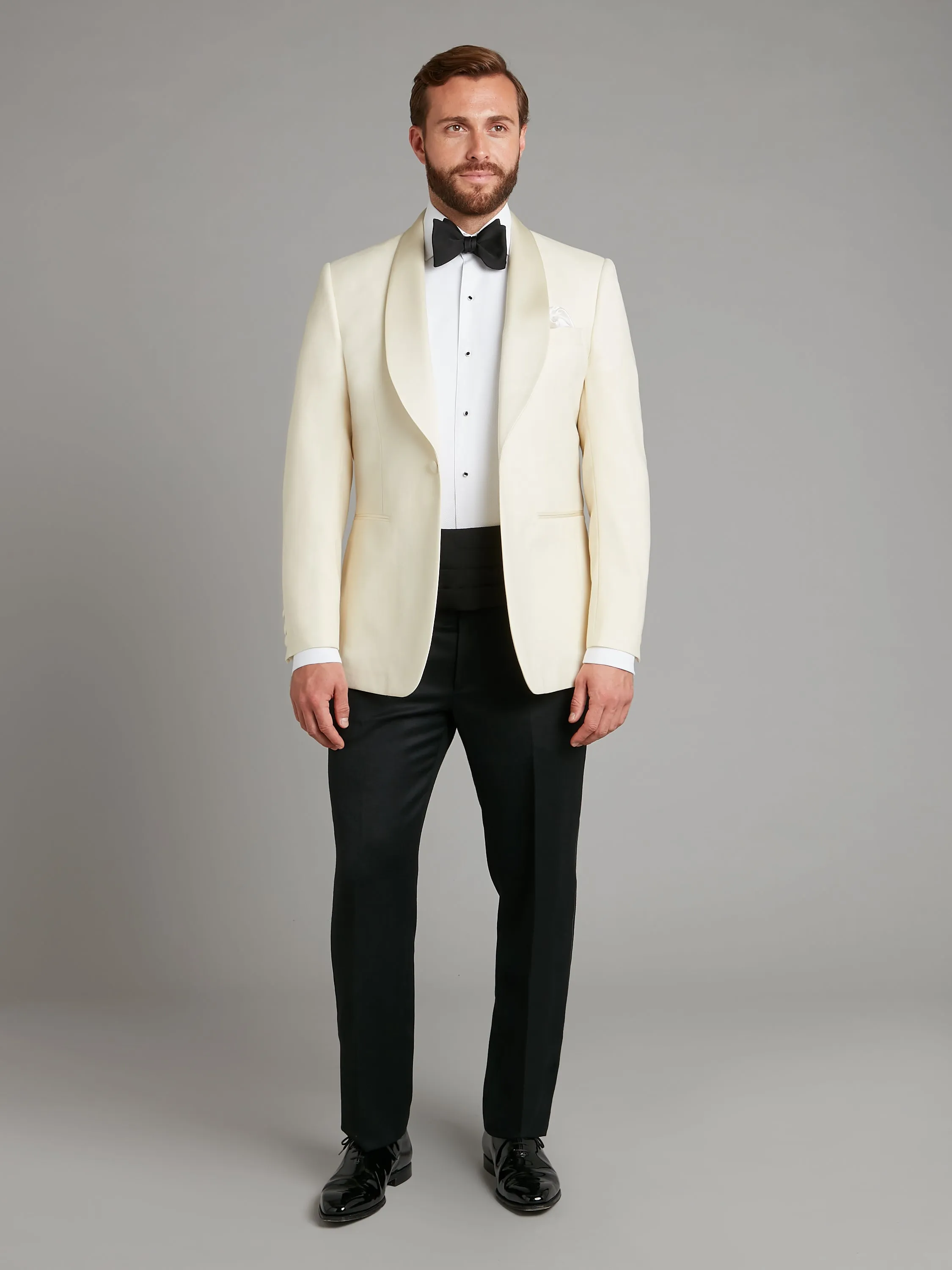 Whittaker Tuxedo Jacket - White Barathea