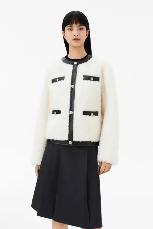 Wool and Leather Patchwork Coat