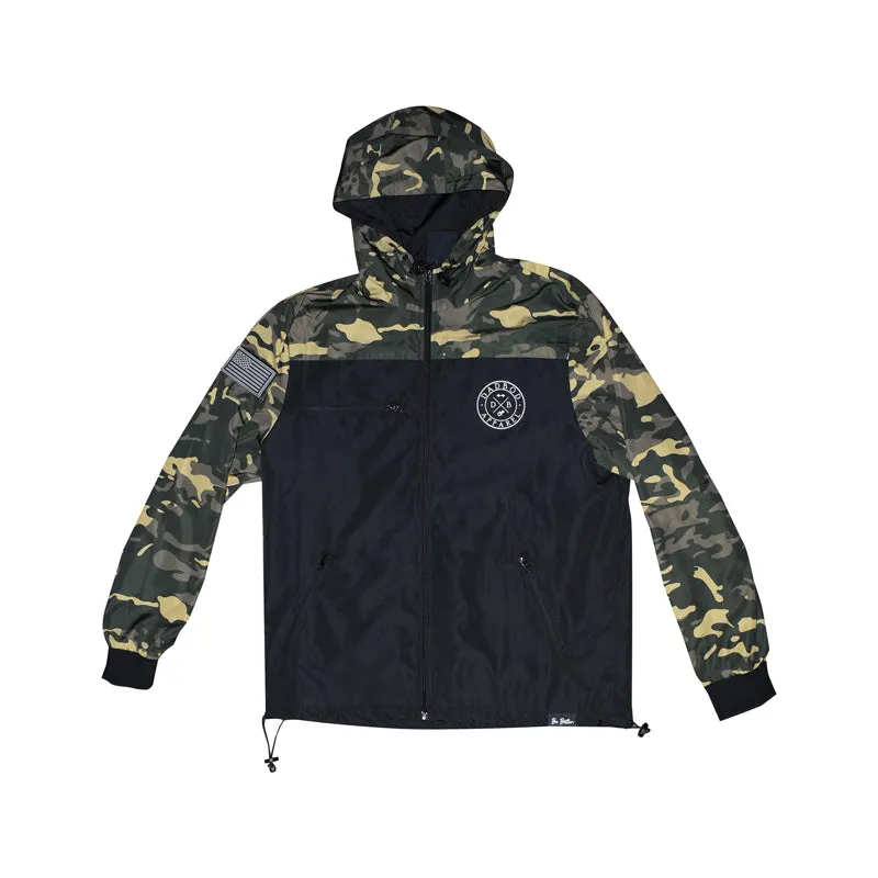 Zip Up Camo & Black Windbreaker